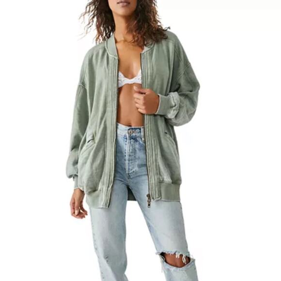 Free People X We the Free Robby Bomber Jacket in Sage Women's Small - Picture 1 of 7